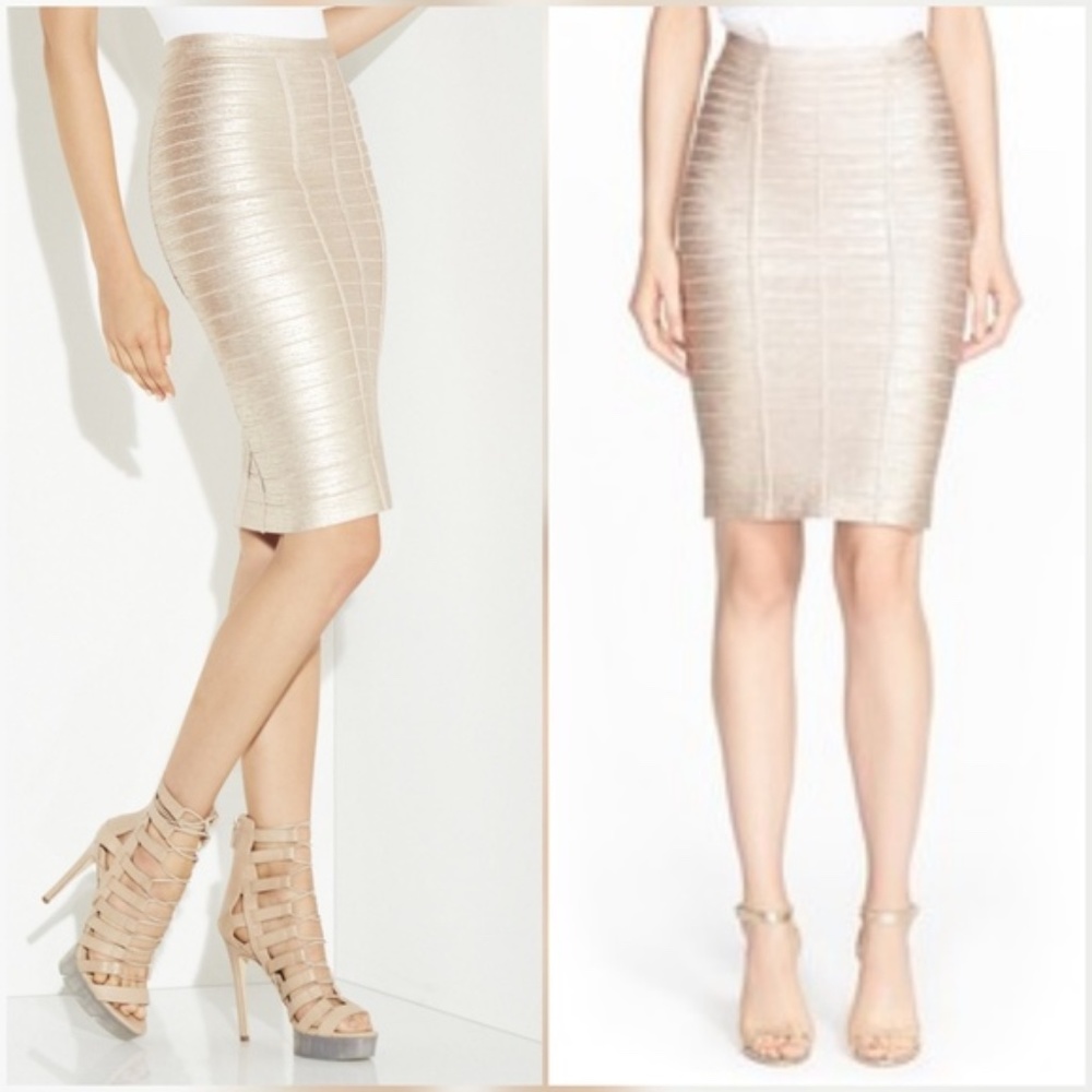 Authentic Herve Leger Rose Gold ”Angeline” skirt